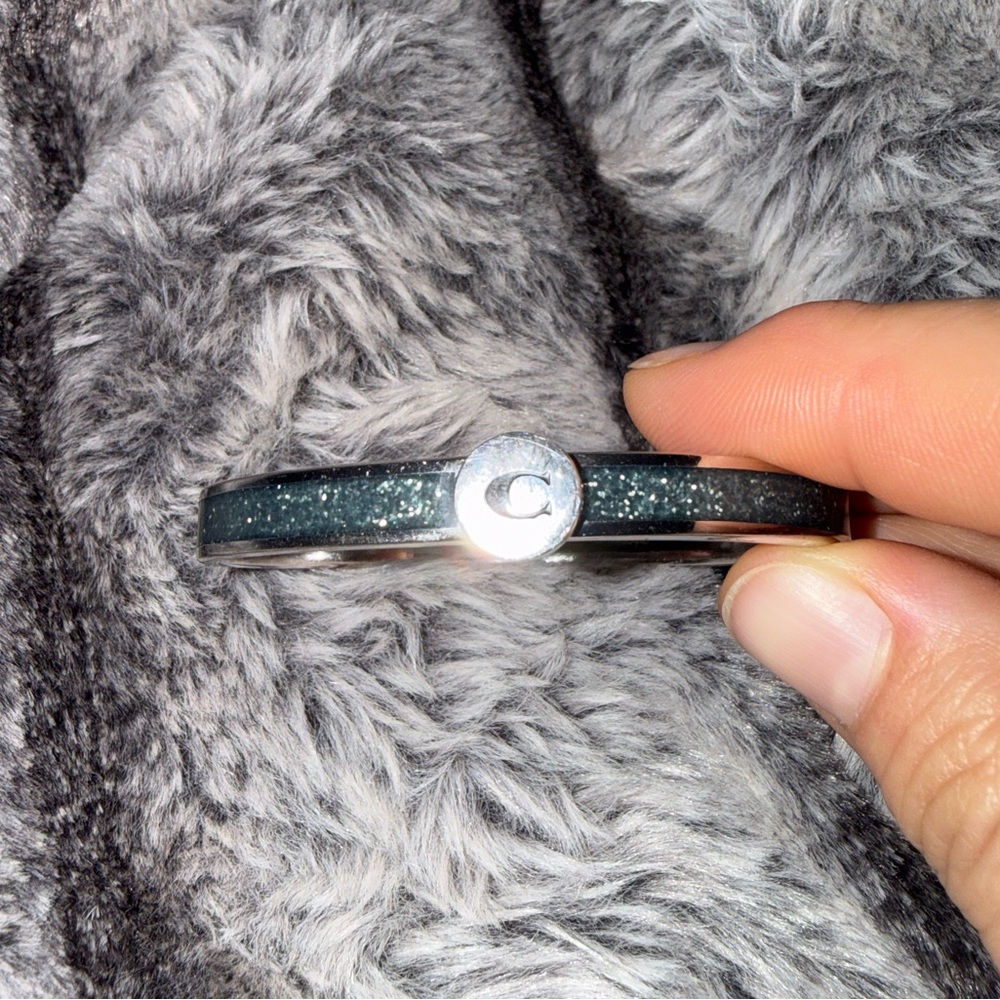 COACH Hinged Style Bangle-Blue Sparkle Enamel